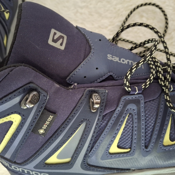 Women's Salomon X Ultra 3 Mid Gore-Tex Blue/Yellow Boots Size 10. - Picture 9 of 9